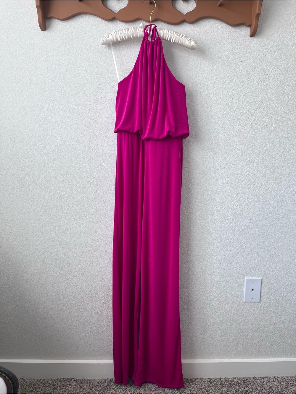 Impressions Online Boutique Fuchsia Halter Jumpsuit - Size M